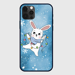 Чехол для iPhone 12 Pro Max Зайка с гирляндой, цвет: 3D-черный