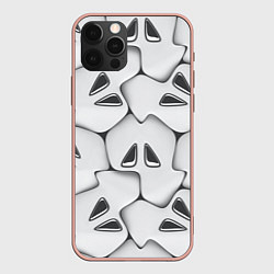 Чехол для iPhone 12 Pro Max Металло-чешуйчатая серая броня, цвет: 3D-светло-розовый