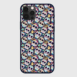 Чехол для iPhone 12 Pro Max Черепа с рисунками, цвет: 3D-черный