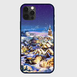 Чехол для iPhone 12 Pro Max Рождественская деревня, цвет: 3D-черный