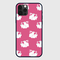 Чехол для iPhone 12 Pro Max Сексуальные кролики на розовом, цвет: 3D-черный