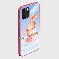 Чехол для iPhone 12 Pro Max Мама зайка обнимает зайчонка, цвет: 3D-малиновый — фото 2