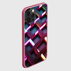 Чехол для iPhone 12 Pro Max Проблеск неоновых квадратов, цвет: 3D-малиновый — фото 2