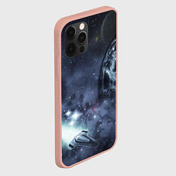Чехол для iPhone 12 Pro Max Космос, планета и корабль, цвет: 3D-светло-розовый — фото 2