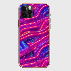 Чехол для iPhone 12 Pro Max Neon waves, цвет: 3D-светло-розовый
