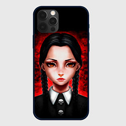 Чехол для iPhone 12 Pro Max Уэнсдэй на красном фоне, цвет: 3D-черный