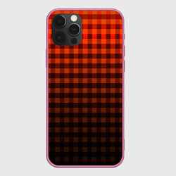 Чехол для iPhone 12 Pro Max Красно-черный узор в клетку, цвет: 3D-малиновый