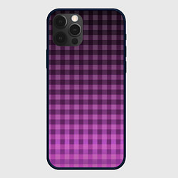 Чехол для iPhone 12 Pro Max Фиолетово-розовый клетчатый градиент, цвет: 3D-черный