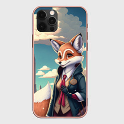 Чехол для iPhone 12 Pro Max Лисица в мегаполисе, цвет: 3D-светло-розовый