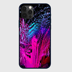 Чехол для iPhone 12 Pro Max Абстрактное множество розовых, фиолетовых и синих, цвет: 3D-черный