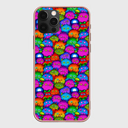 Чехол для iPhone 12 Pro Max Паттерн Маленькие Монстры, цвет: 3D-светло-розовый