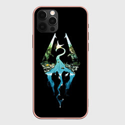 Чехол для iPhone 12 Pro Max Логотип Скайрим, цвет: 3D-светло-розовый