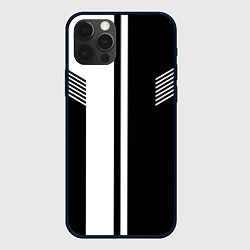 Чехол для iPhone 12 Pro Max Чёрные и белые полоски, цвет: 3D-черный