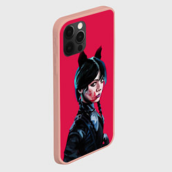 Чехол для iPhone 12 Pro Max Wednesday black kitty, цвет: 3D-светло-розовый — фото 2