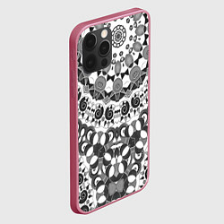 Чехол для iPhone 12 Pro Max Черно-белый этнический узор, цвет: 3D-малиновый — фото 2