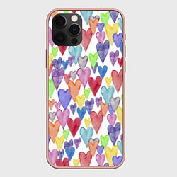 Чехол iPhone 12 Pro Max Разноцветные сердечки Калейдоскоп