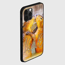 Чехол для iPhone 12 Pro Max Влюблённые капибары, цвет: 3D-черный — фото 2