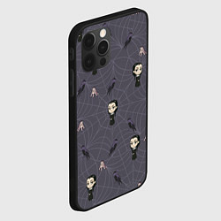 Чехол для iPhone 12 Pro Max Уэнсдей, Вещь и вороны - паттерн, цвет: 3D-черный — фото 2