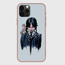 Чехол для iPhone 12 Pro Max Хмурая Уэнсдэй, цвет: 3D-светло-розовый