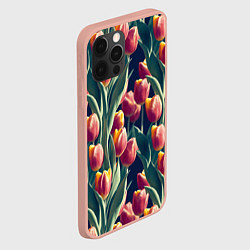 Чехол для iPhone 12 Pro Max Много тюльпанов, цвет: 3D-светло-розовый — фото 2