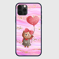 Чехол для iPhone 12 Pro Max Мишка с шариком Love, цвет: 3D-черный