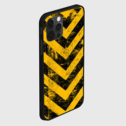 Чехол для iPhone 12 Pro Max WARNING - желто-черные полосы, цвет: 3D-черный — фото 2