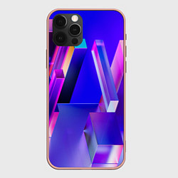 Чехол для iPhone 12 Pro Max Синие и розовые прямоугольники, цвет: 3D-светло-розовый