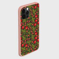 Чехол для iPhone 12 Pro Max Русские цветочные узоры, цвет: 3D-светло-розовый — фото 2