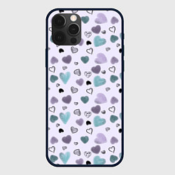 Чехол для iPhone 12 Pro Max Розовый паттерн с сердечками, цвет: 3D-черный