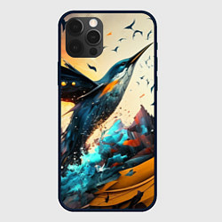 Чехол для iPhone 12 Pro Max Арт абстракция - птица, цвет: 3D-черный