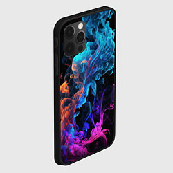 Чехол для iPhone 12 Pro Max Неоновый цветной дым на черном фоне, цвет: 3D-черный — фото 2