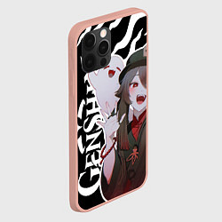 Чехол для iPhone 12 Pro Max Hu Tao - белые языки пламени, цвет: 3D-светло-розовый — фото 2