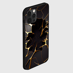 Чехол для iPhone 12 Pro Max Трещины в пропасть: черно-золотой узор, цвет: 3D-черный — фото 2