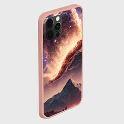 Чехол для iPhone 12 Pro Max Космос и звезды в небе над горами, цвет: 3D-светло-розовый — фото 2