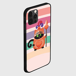 Чехол для iPhone 12 Pro Max Черный кот рыцарь в доспехах с сердечками, цвет: 3D-черный — фото 2