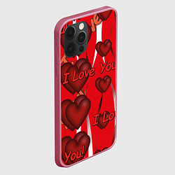 Чехол для iPhone 12 Pro Max Святой Валентин для тебя, цвет: 3D-малиновый — фото 2