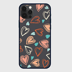 Чехол для iPhone 12 Pro Max Много сердец, цвет: 3D-черный