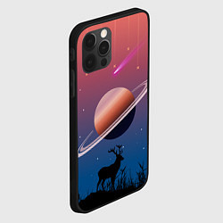 Чехол для iPhone 12 Pro Max Сатурн на фоне падающих звезд и кометы, цвет: 3D-черный — фото 2