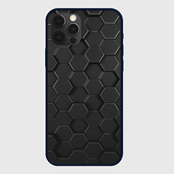 Чехол для iPhone 12 Pro Max Abstraction hexagon grey, цвет: 3D-черный