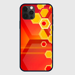 Чехол для iPhone 12 Pro Max Текстура соты оранжевый, цвет: 3D-черный