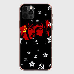 Чехол для iPhone 12 Pro Max Ленин на фоне звезд, цвет: 3D-светло-розовый