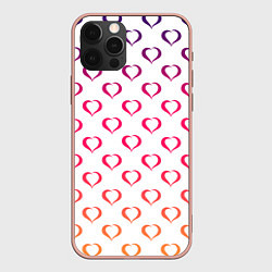 Чехол для iPhone 12 Pro Max Разноцветные сердечки для дня святого валентина, цвет: 3D-светло-розовый