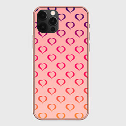 Чехол для iPhone 12 Pro Max Сердечный принт на день влюблённых, цвет: 3D-светло-розовый