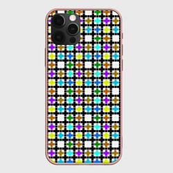 Чехол для iPhone 12 Pro Max Геометрический узор в клетку разноцветный, цвет: 3D-светло-розовый
