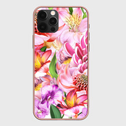 Чехол для iPhone 12 Pro Max Цветочный рай, цвет: 3D-светло-розовый