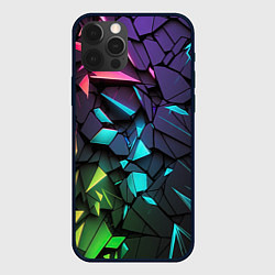 Чехол для iPhone 12 Pro Max Неоновые абстрактные каменные плиты, цвет: 3D-черный