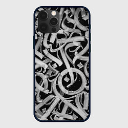 Чехол для iPhone 12 Pro Max Черно-белая каллиграфия, цвет: 3D-черный
