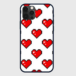 Чехол для iPhone 12 Pro Max Сердца в стиле пиксель-арт, цвет: 3D-черный