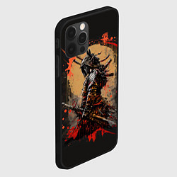 Чехол для iPhone 12 Pro Max Самурай - брызги красок, цвет: 3D-черный — фото 2