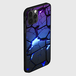 Чехол для iPhone 12 Pro Max Неоновые трещины - голубая лава, цвет: 3D-черный — фото 2